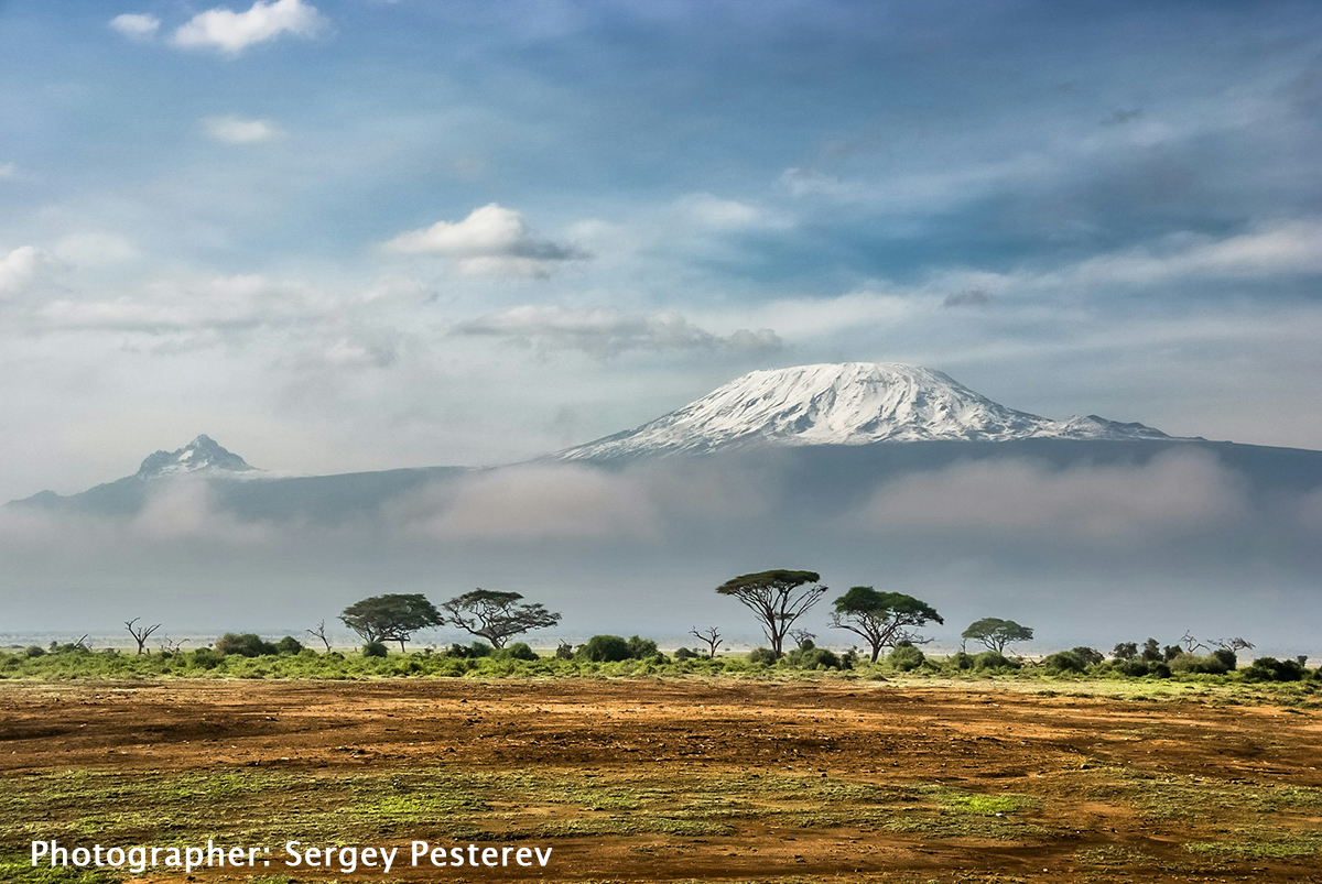 View of Kilimanjaro from Amboseli National Park, Kenya. Photographer: Sergey Pesterev