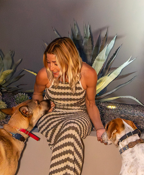 Agathe and her dogs Sugar and Ziggy